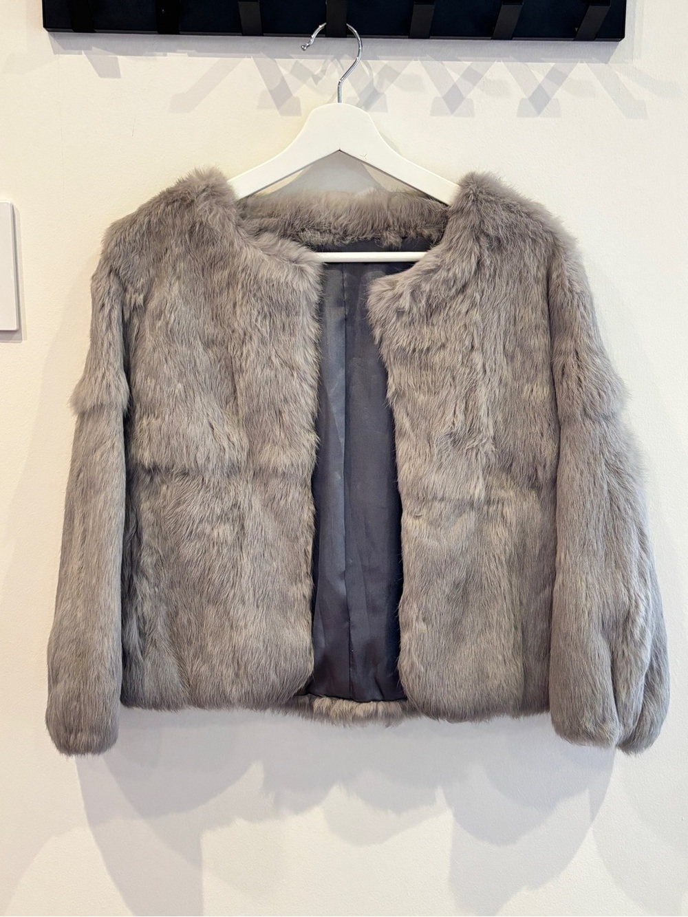Women's Rabbit Fur Jacket - Gray